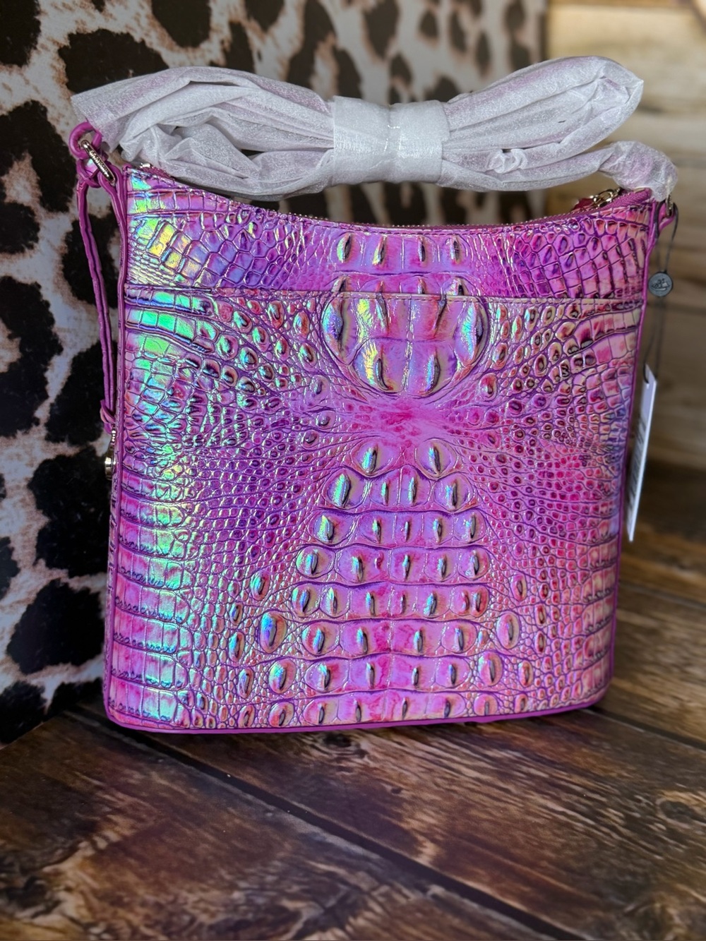 FIRM PERFECT EYE Brahmin Katie PURPLE IRIS crossbody NWT Iridescent Glow - Picture 7 of 14